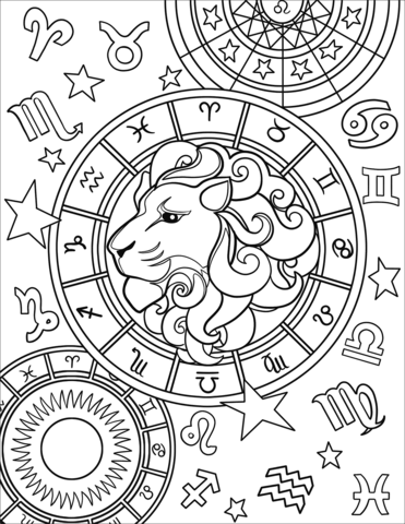 Leo Zodiac Sign From Star Signs Coloring Page